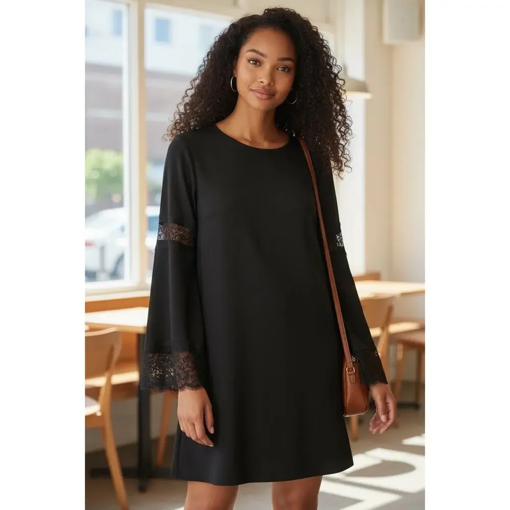 Black Bell Sleeved Dress By Mossimo Size Medium - Picture 6 of 6